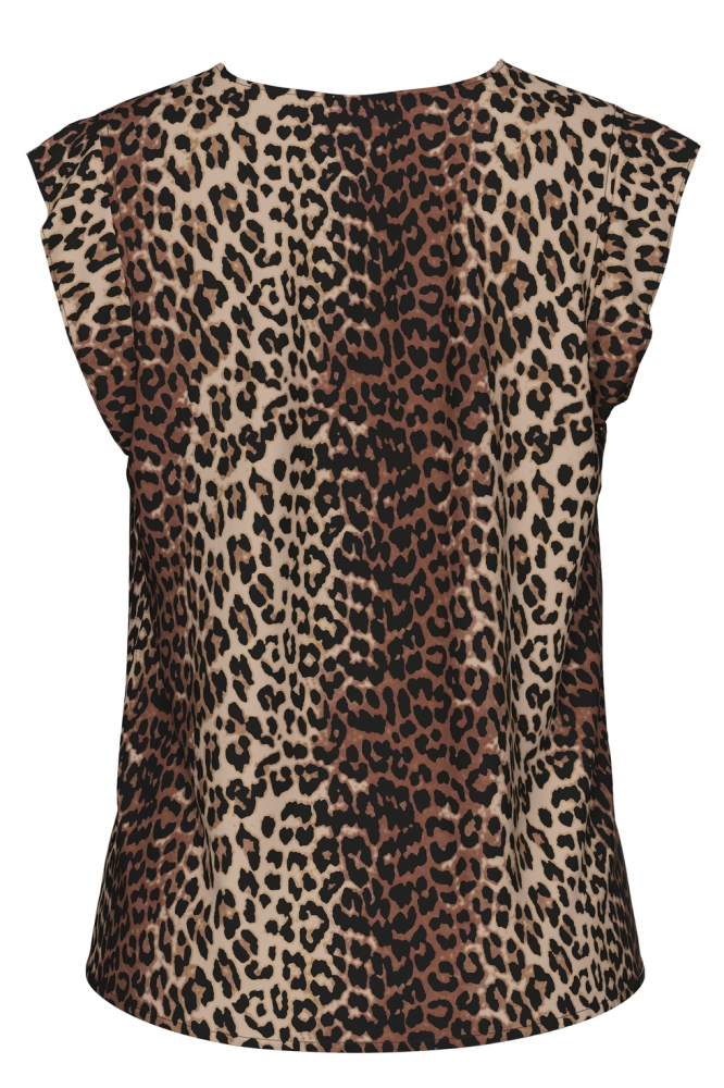 PCNYA SL V-NECK TOP WVN BC 17147804 MOONLIGHT/LEO